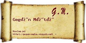 Gegán Máté névjegykártya